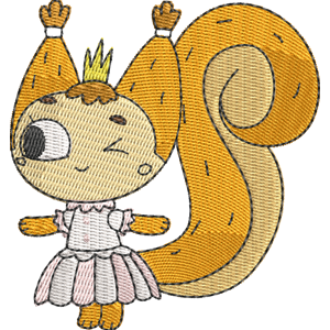 Squirrel Princess Kit and Kate Free Machine Embroidery Design