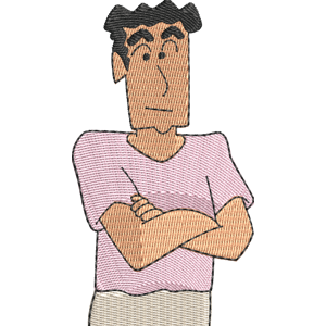 Hiroshi Nohara Arms Folded Crayon Shin chan Free Machine Embroidery Design