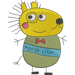 Mayor Lion Peppa Pig Free Coloring Page for Kids